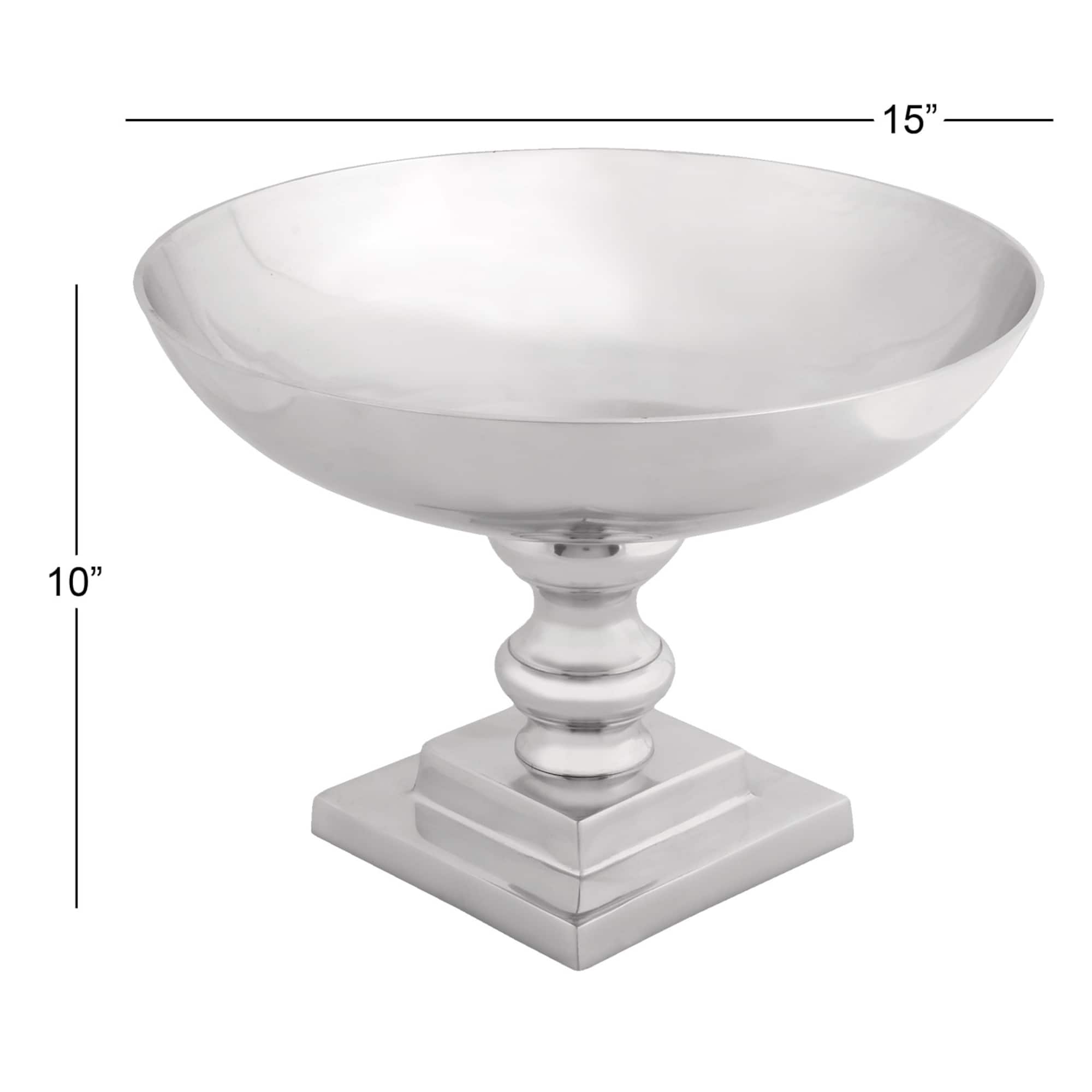 15" Silver Aluminum Traditional Decorative Bowl